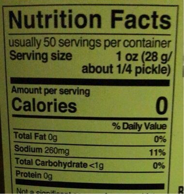 Kosher dills - Nutrition facts