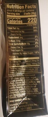 Extra Dark Chocolate Truffles - Nutrition facts