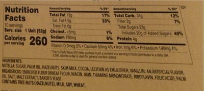 Nutella go - Nutrition facts