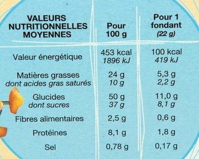 Fondants Citron - Nutrition facts - fr