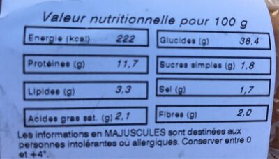 Baguette Parisien - Nutrition facts - fr