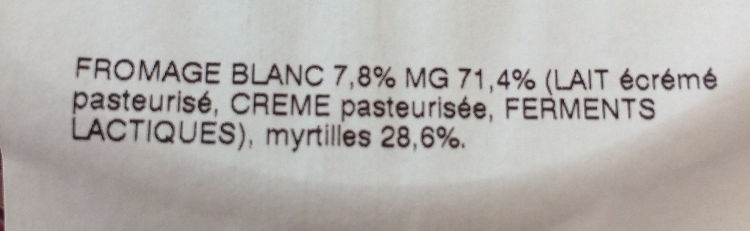 Fromage blanc aux myrtilles - Ingredients - fr