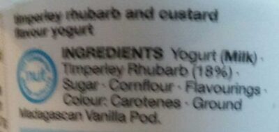 West country luxury yogurt Rhubarb Custard - Ingredients