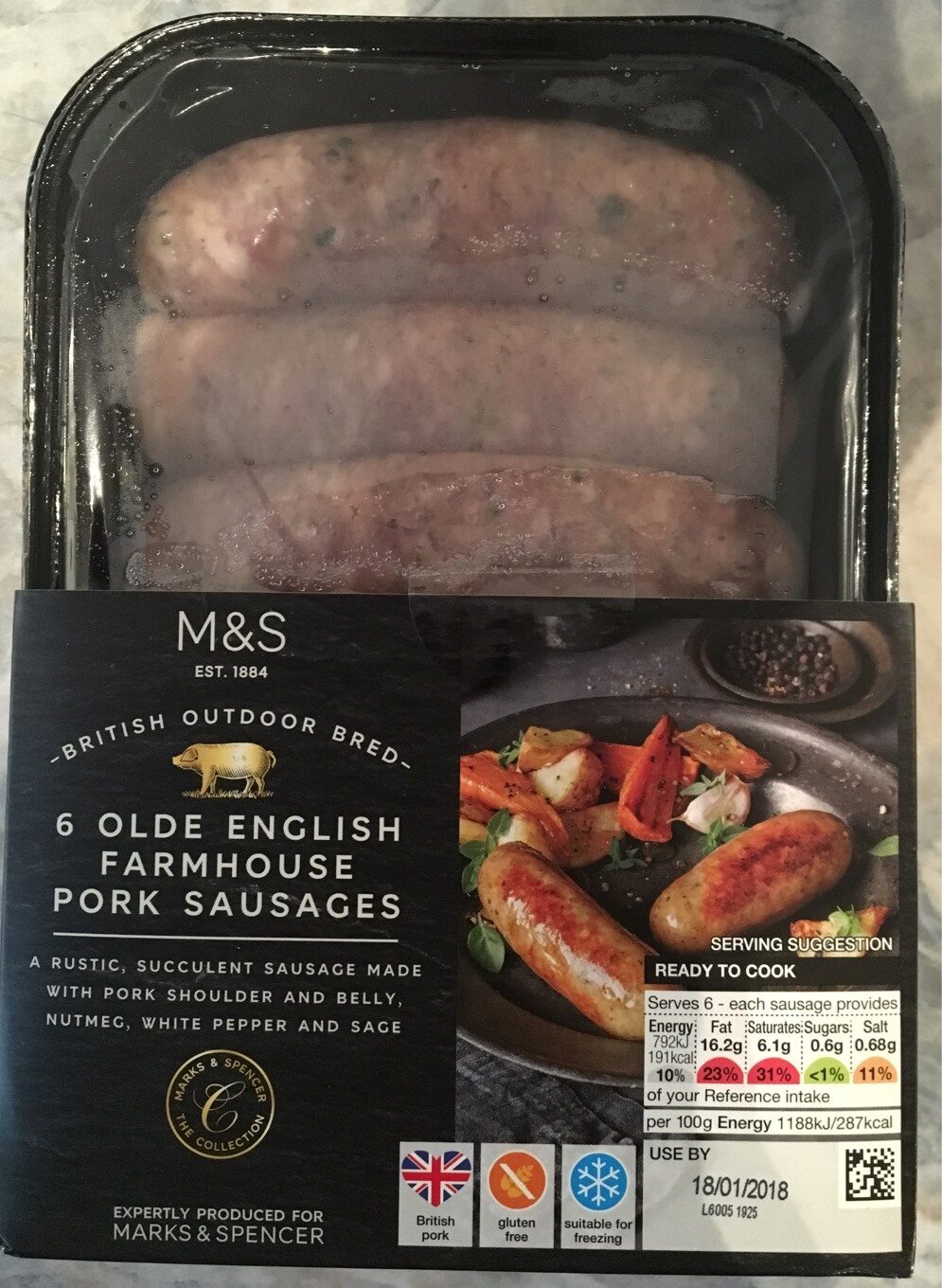 6 Olde english farmhouse pork sausages - Product
