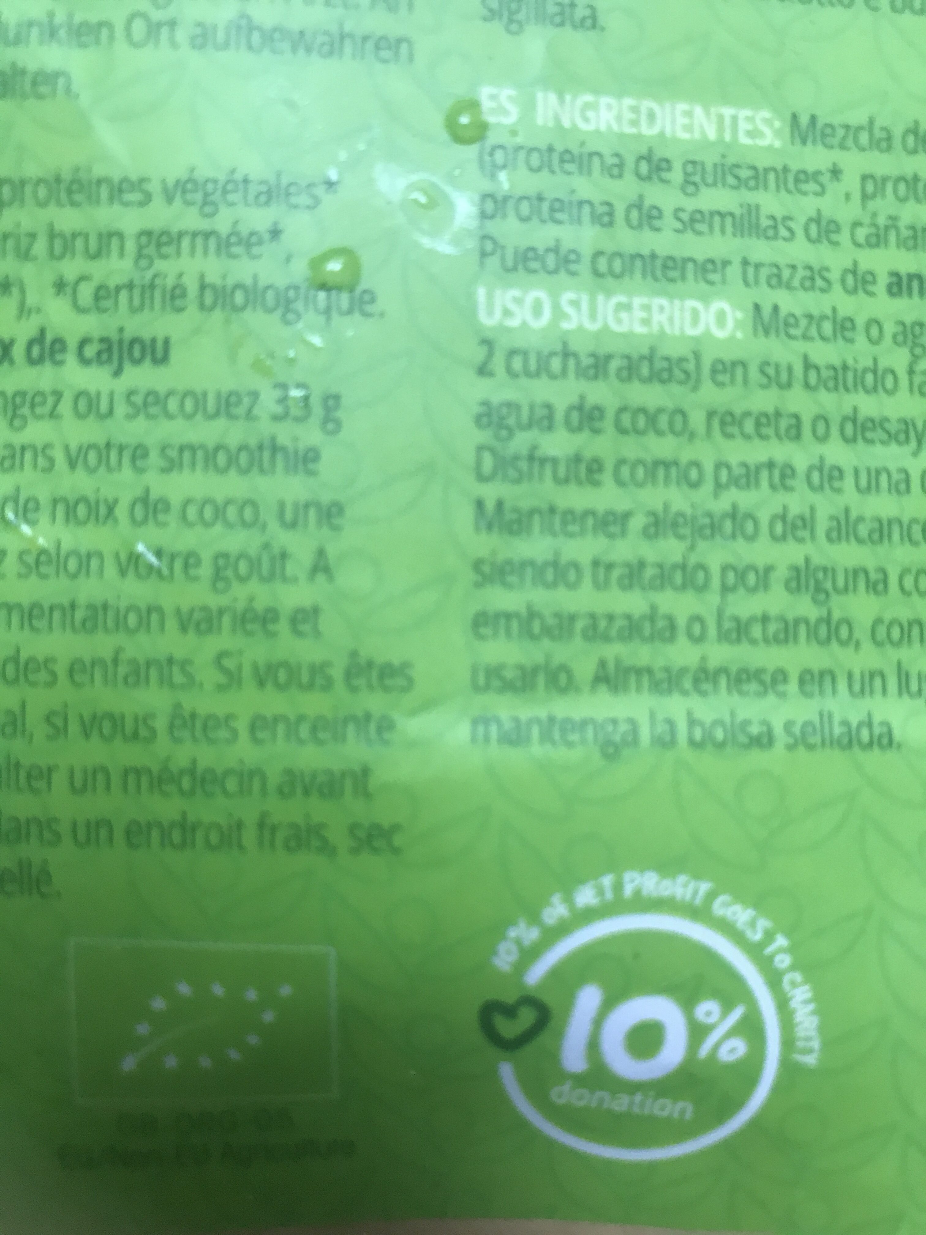 Vegan Protien - Instruction de recyclage et/ou informations d'emballage