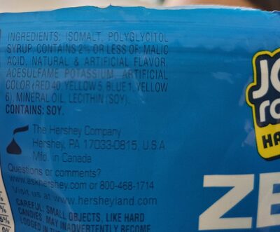 Jolly Rancher Hard Candy Zero Sugar - Ingredients
