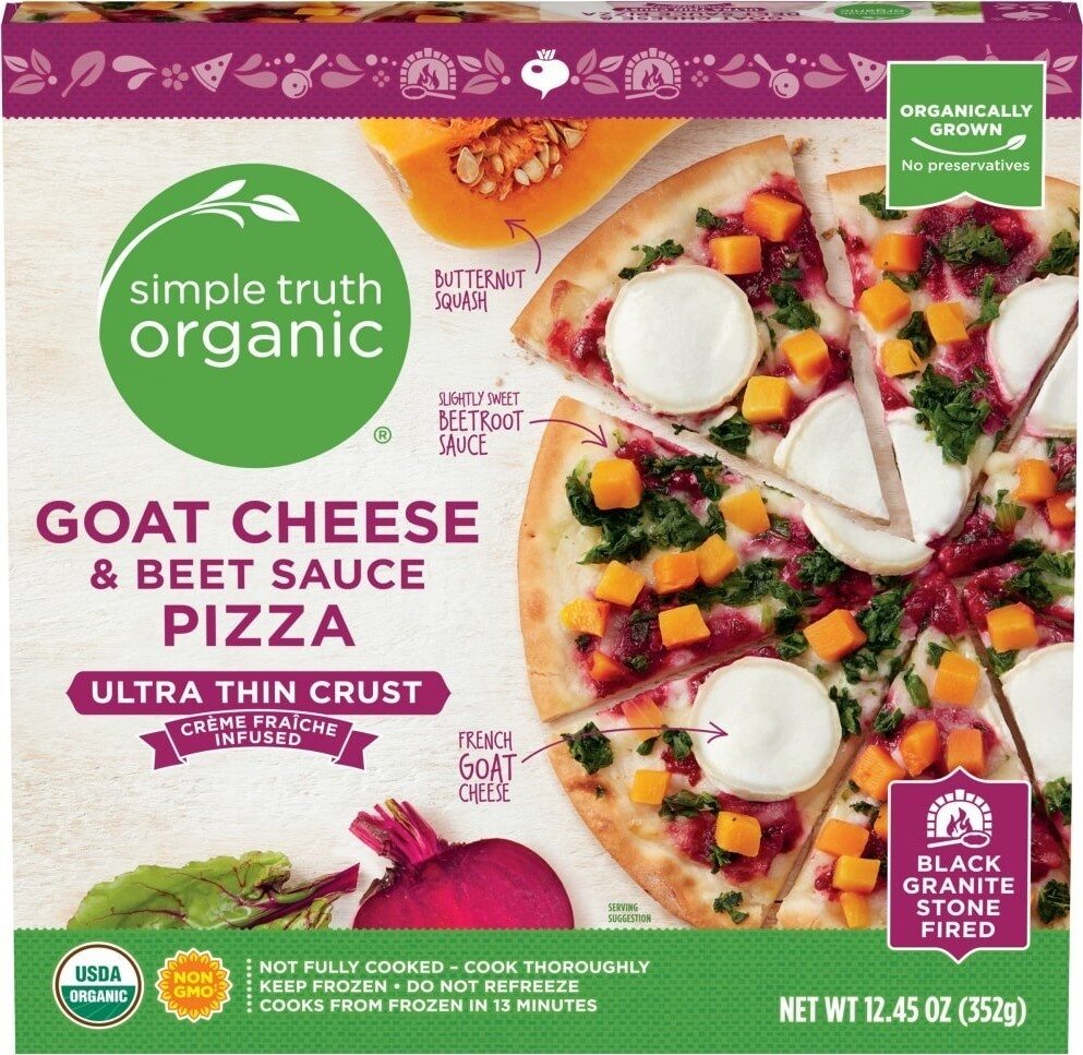 Goat cheese & beet sauce ultra thin crust pizza - Product