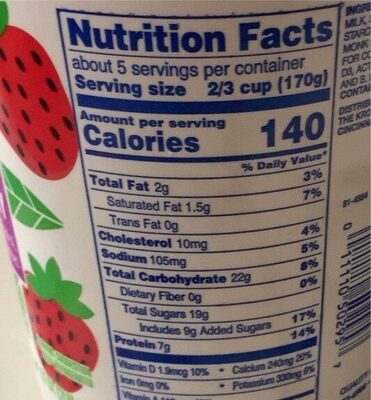 Lowfat blended strawberry yogurt - Nutrition facts