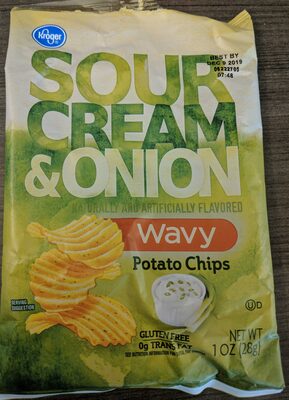 Calories in Kroger Sour Cream & Onion Wavy Flavored Potato Chips