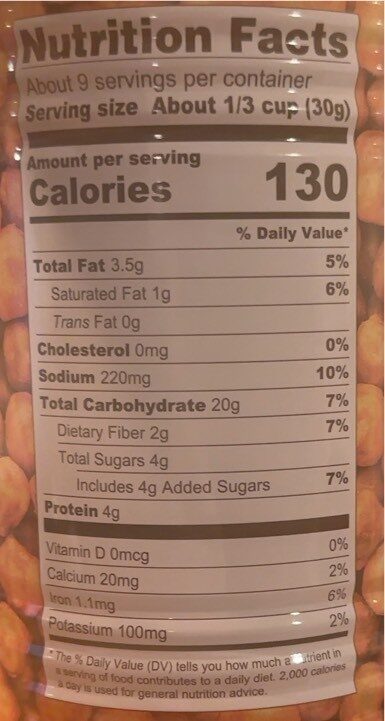 Snacks - Nutrition facts