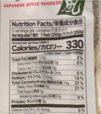 Japanese style noodles - Nutrition facts