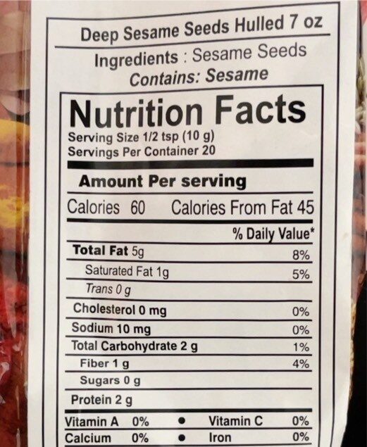sesame seeds - Nutrition facts