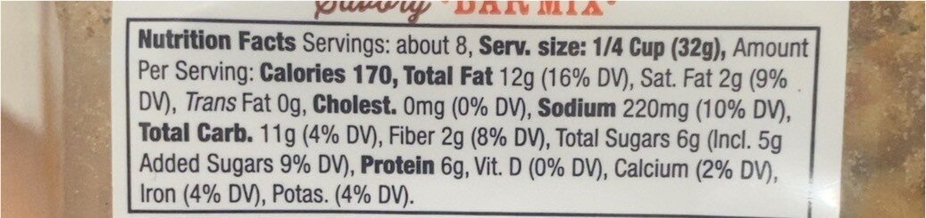 savory bar mix - Nutrition facts