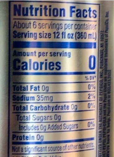 Diet pepsi soda - Nutrition facts
