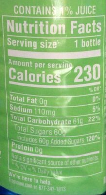 Blue raspberry rush flavored beverage - Nutrition facts
