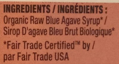 Organic Raw Blue Agave Syrup - Ingrédients - en
