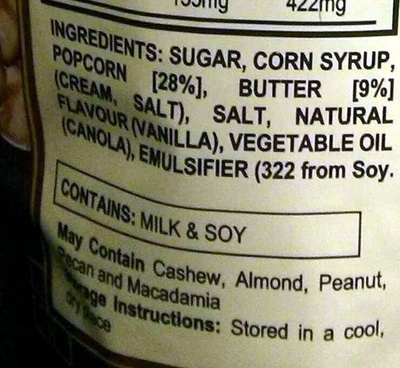 Caramel Popcorn - Ingredients