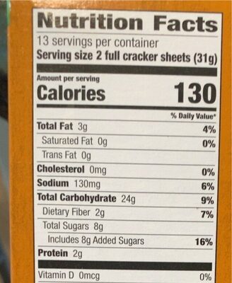 Honey graham crackers - Nutrition facts