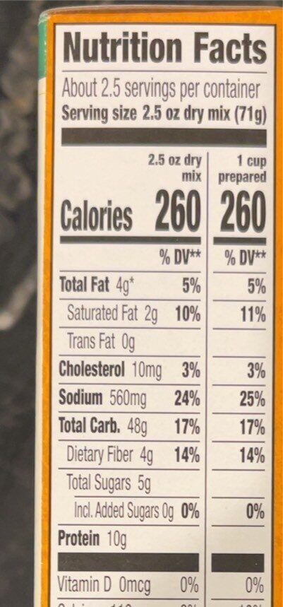 Organic macaroni & cheese variety boxes - Nutrition facts