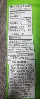 Homegrown organic bunny fruit snacks - Nutrition facts