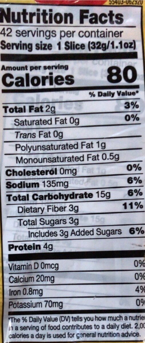 Whole wheat - Nutrition facts