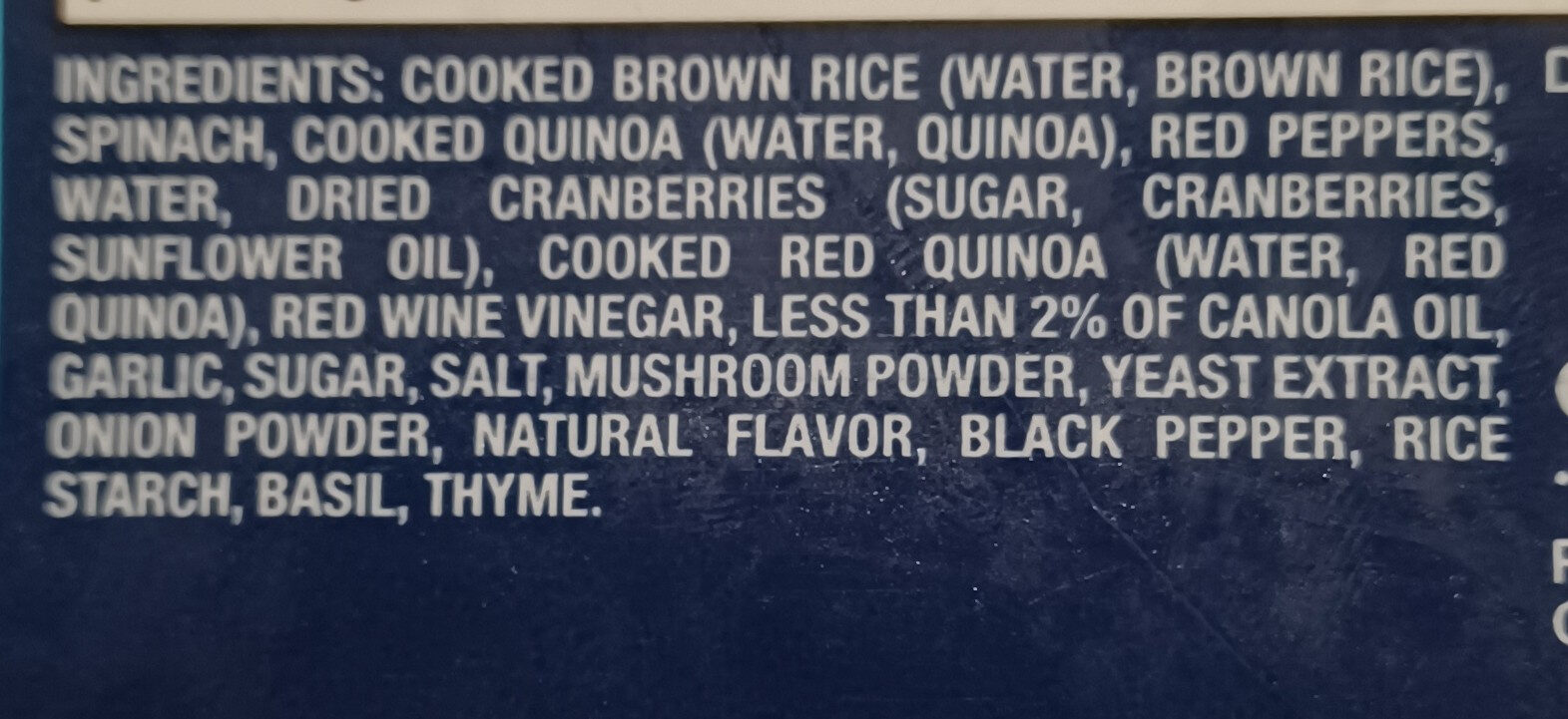 Bird's eye superfood blends quinoa & spinach - Ingredients