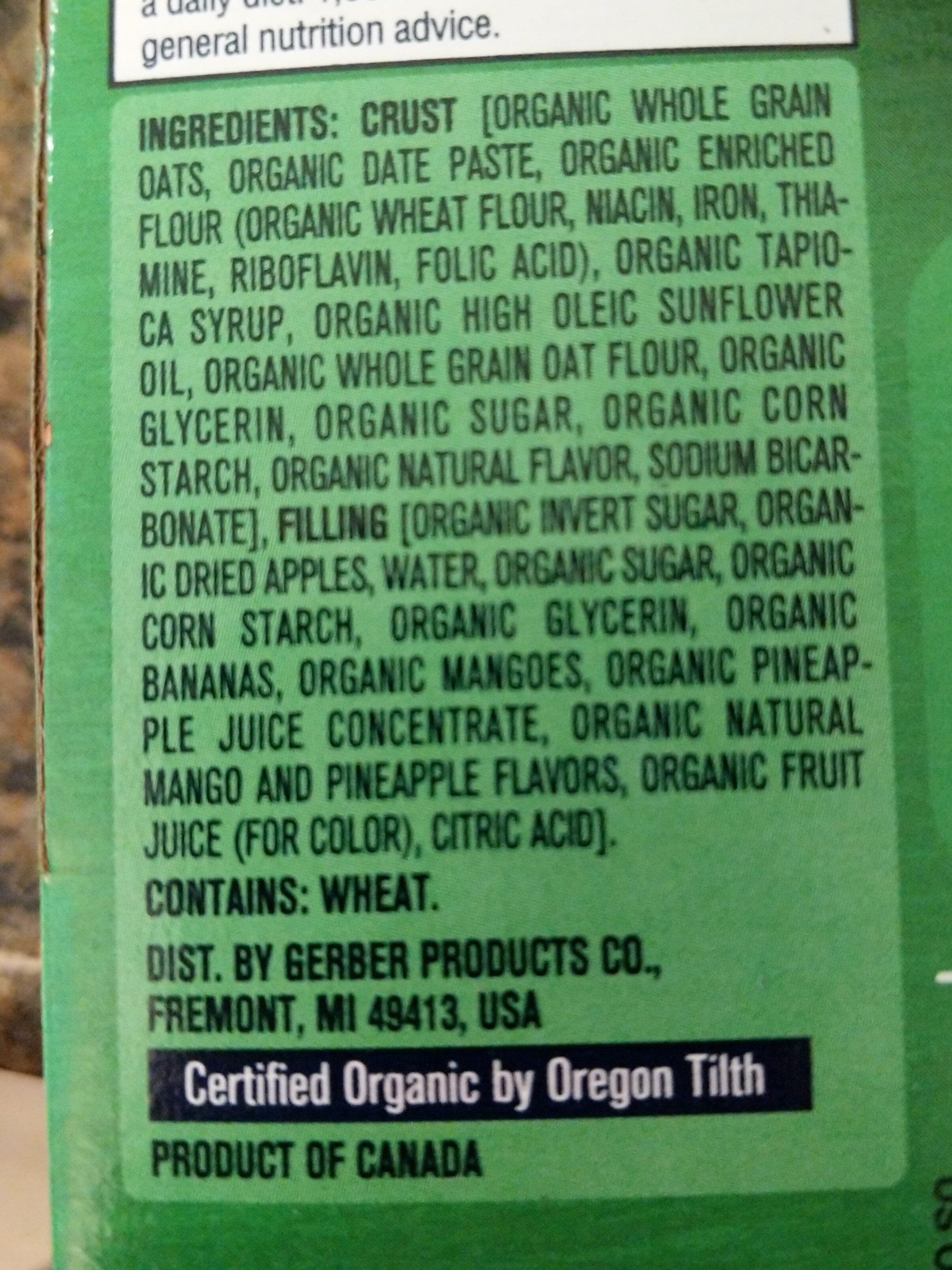 Organic Grain and Grow - Banana Mango Pineapple - Ingredients