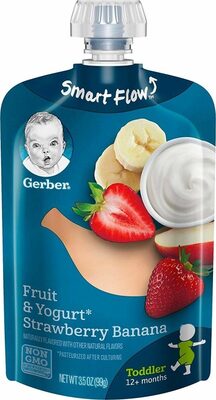 Purees strawberry banana yogurt toddler baby food pouches