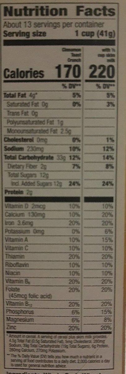 Cinnamon Toast Crunch Cereal - Nutrition facts