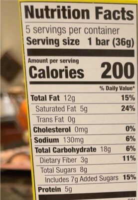 Pb chocolate crispy creamy wafer bar - Nutrition facts