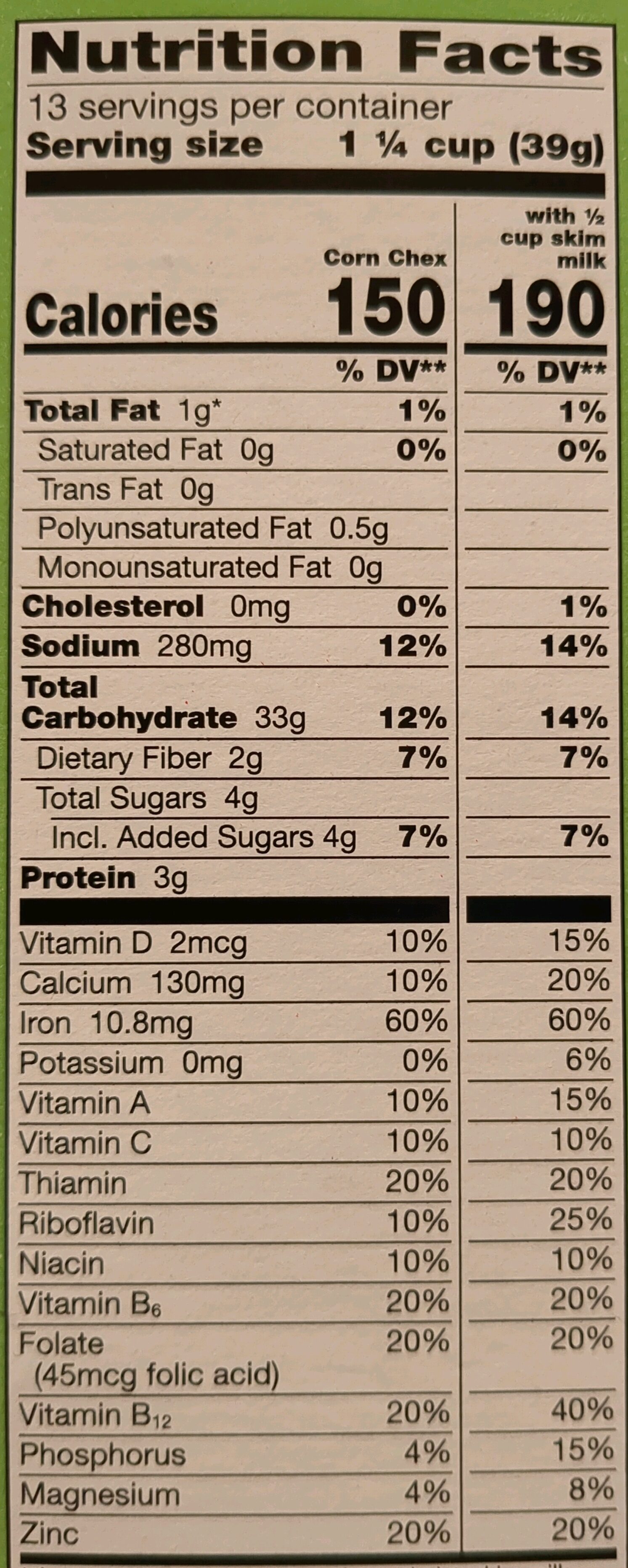 Corn Chex - Nutrition facts