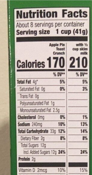 Apple Cinnamon toast cruch - Nutrition facts