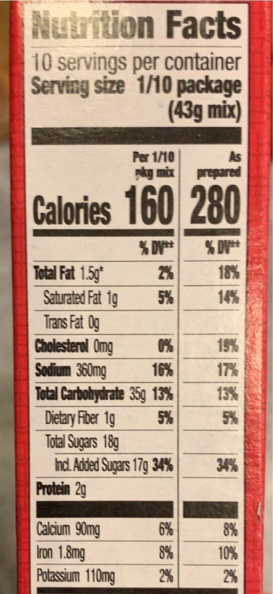 Devil’s Food Cake Mix - Nutrition facts