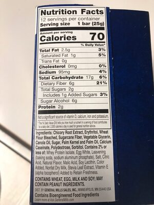 Calorie softbaked bar - Información nutricional