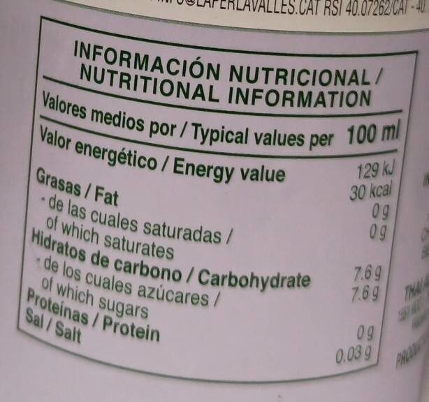 Coconut Juice - Nutrition facts