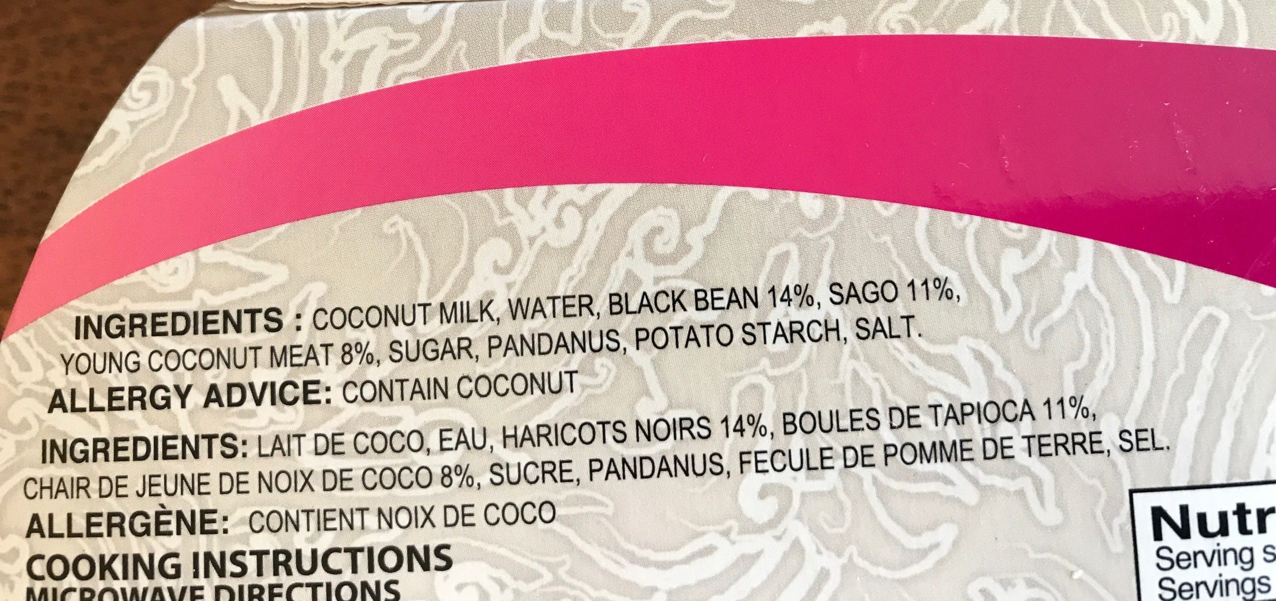 Sago&black bean in coconut milk - Ingredients - fr