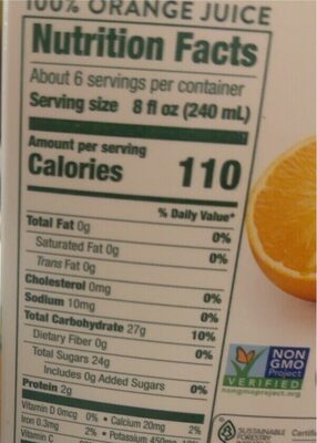 Orange juice most pulp - Nutrition facts
