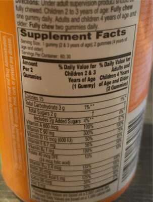 Flintstone Gummies - Nutrition facts