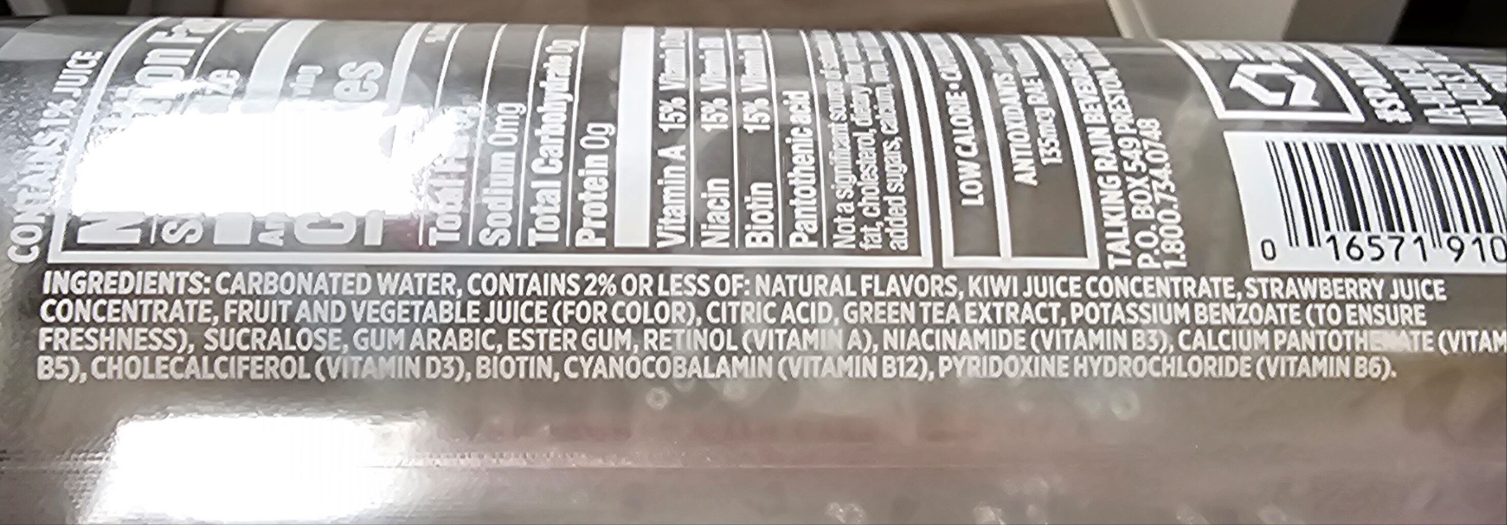 Kiwi strawberry flavored sparkling water - Nutrition facts