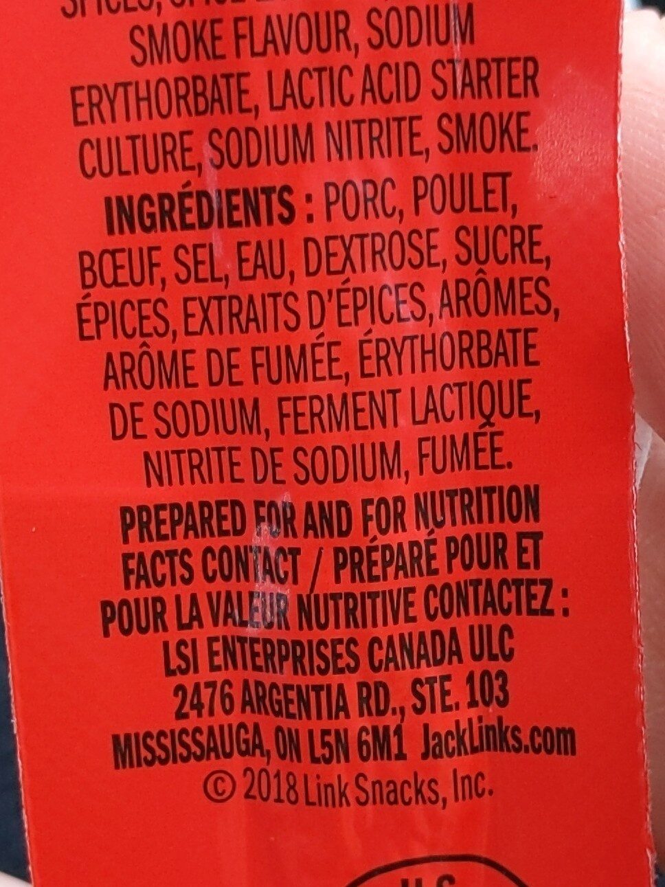 Saucisson peperoni - Ingredients
