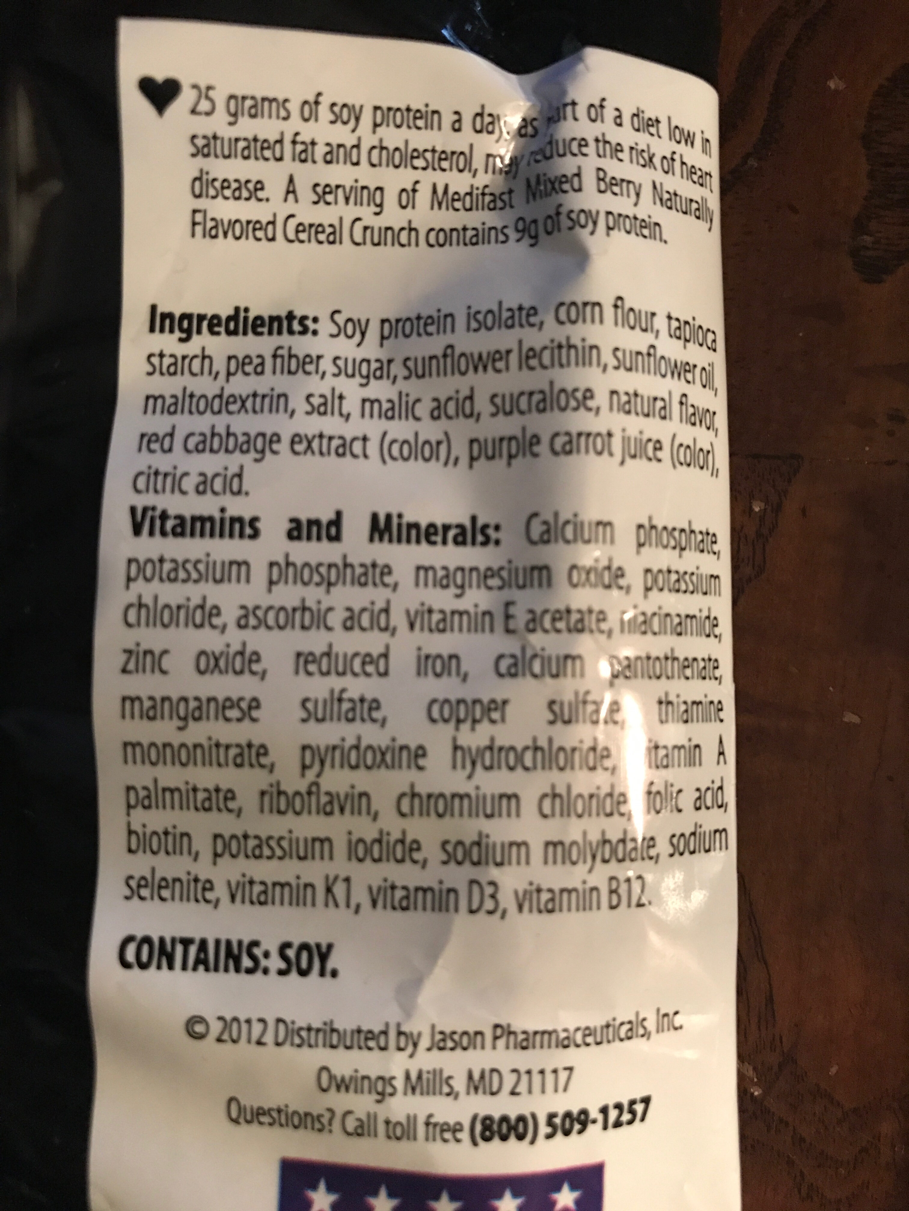 Optavia berry cereal - Ingredients