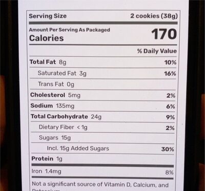 Ready to bake chocolate chunk and chip cookies - Nutrition facts