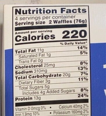 Wild Blueberry Protein Waffles - Nutrition facts