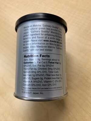 Green Tea Powder - Nutrition facts