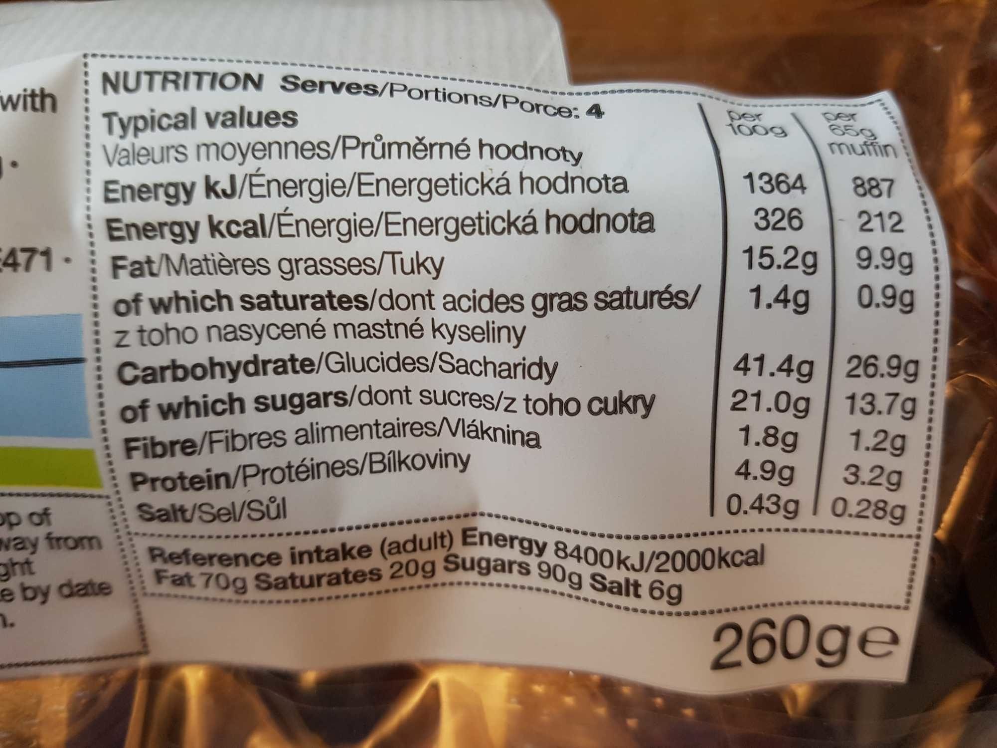 Blueberry Muffins - Nutrition facts - fr