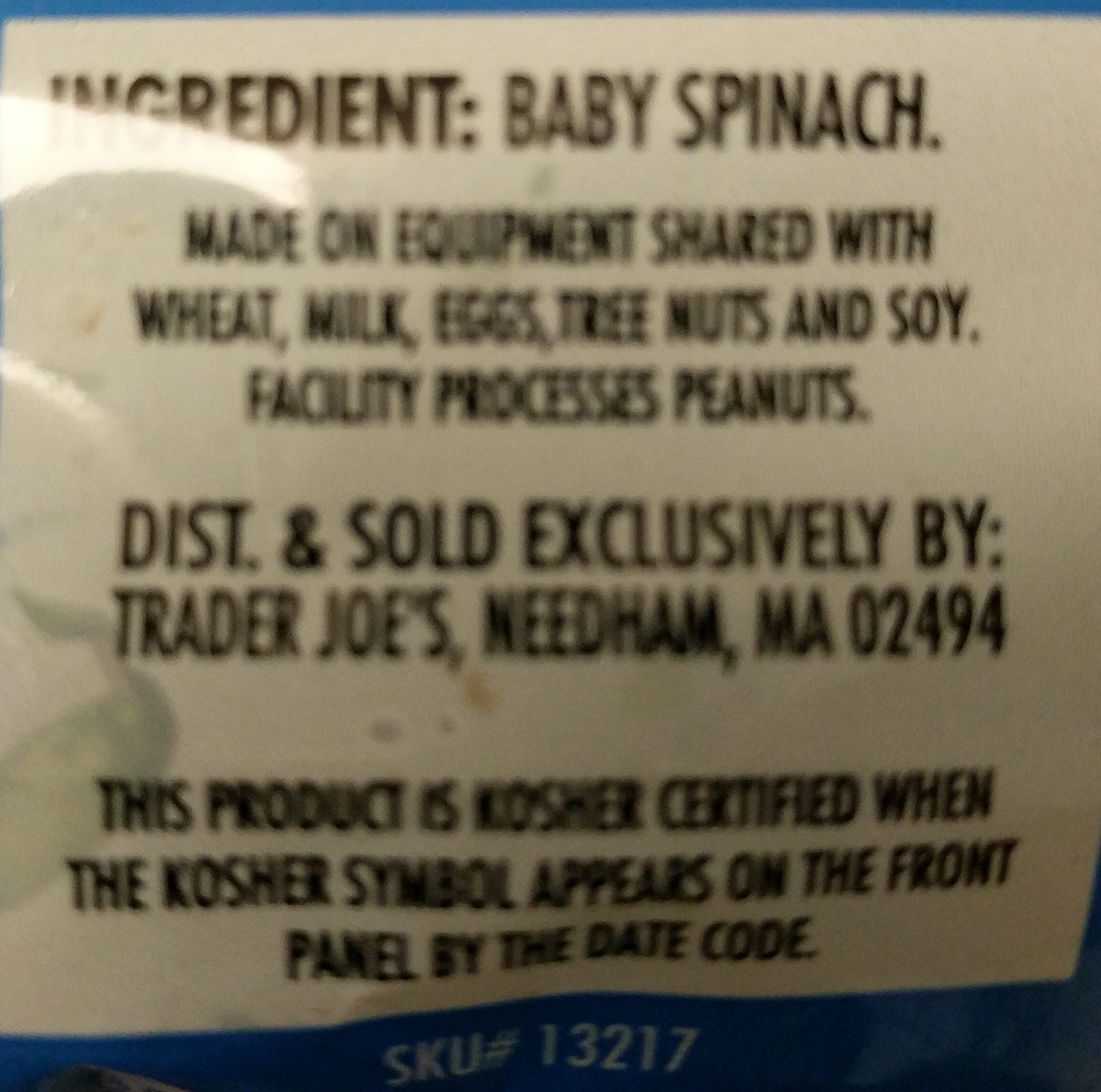 Baby Spinach - Ingredients