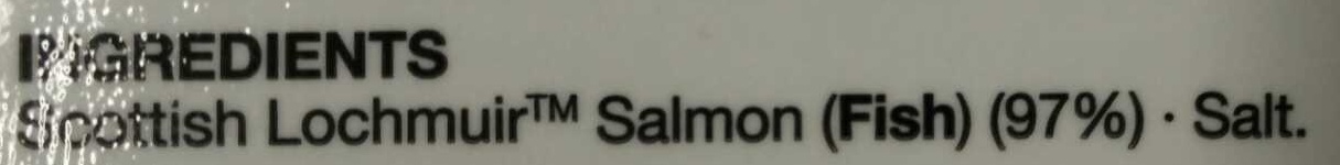 Scottish Lochmuir™ oak smoked salmon - Ingredients