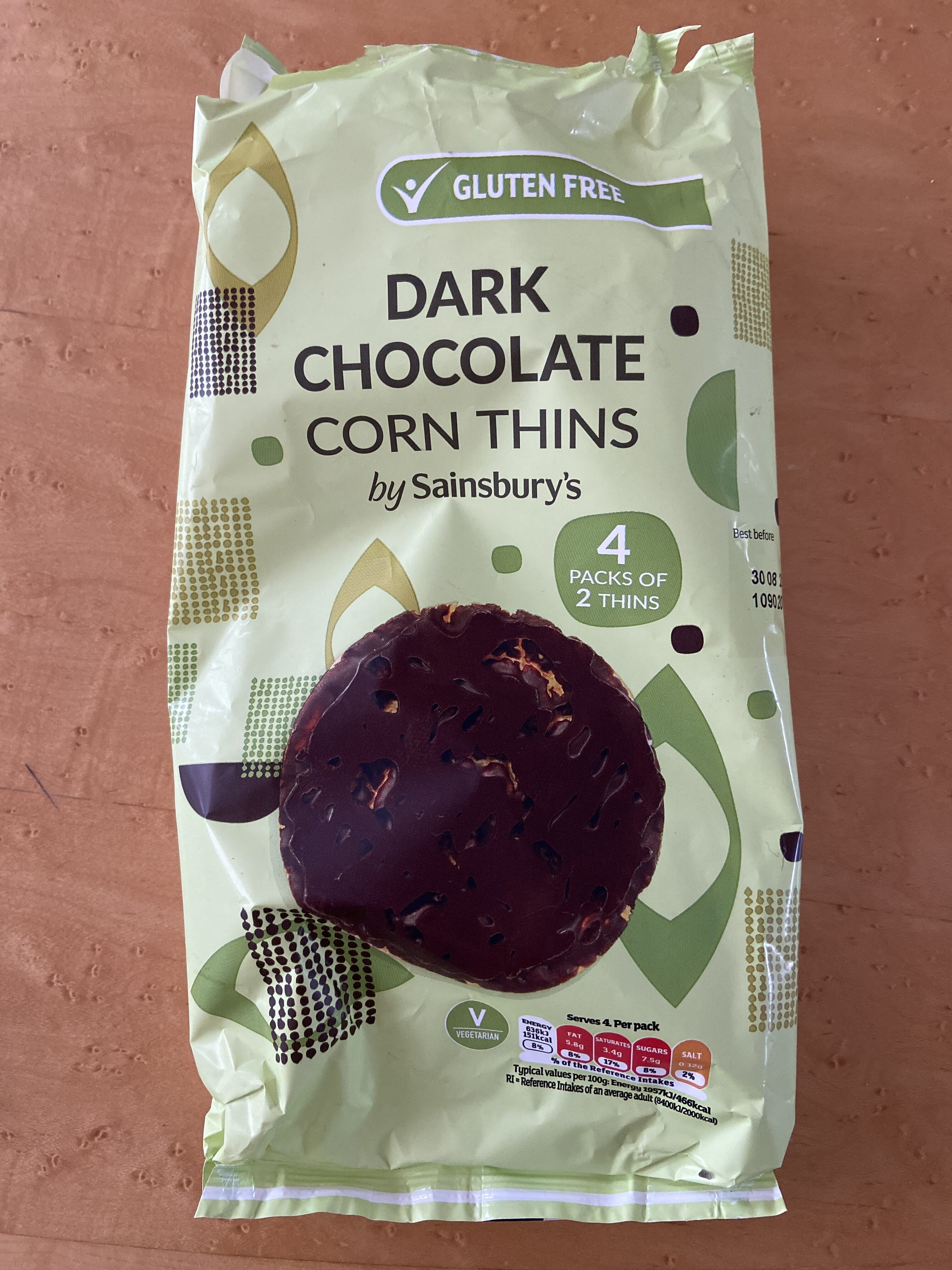 Dark Chocolate Corn Thins 4 x (130g) - Producte - en