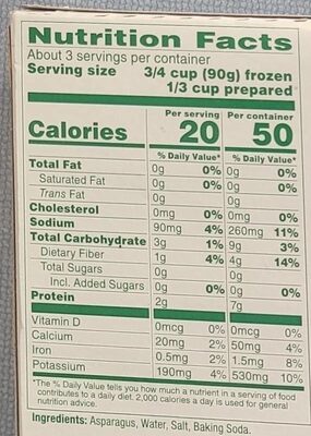 Green giant asparagus cuts - Nutrition facts