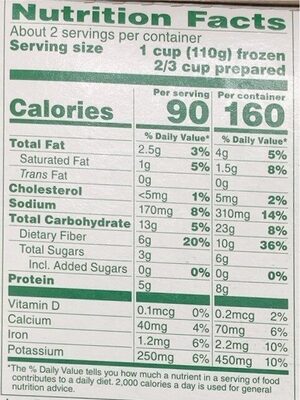 Green Giant Simply Steam Healthy Weight - Nutrition facts